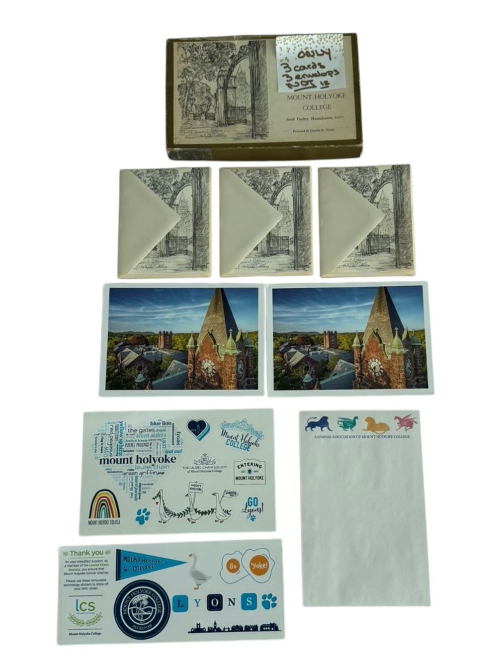 Mount Holyoke College Stationary and Stickers, some Vintage